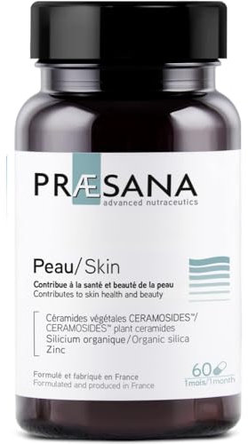Praesana - Piel - Salud y belleza de la piel - Complemento alimenticio - 2 cápsulas/día - Programa de 30 días - Fabricación y formulación francesas