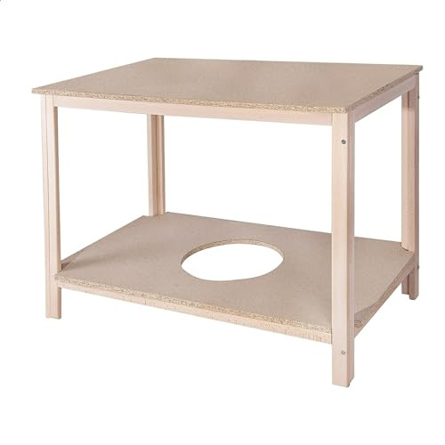 Well Home MOBILIARIO & DECORACIÓN Mesa Camilla Fabricada en Madera de Haya, Acabado SIN Barniz, 120x75x75 cm