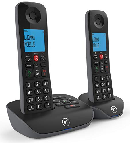 BT Essential Cordless Landline House Phone with Nuisance Call Blocker, Digital Answer Machine, Twin Handset Pack (Renewed)