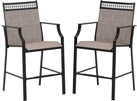 GIANTEX Set med 2 trädgårdsstolar, balkongstol med armstöd och fotstöd, trädgårdsfåtölj utomhus, terrassstolar för trädgård, pool, balkong och terrass, kan belastas upp till 180 kg (brun)