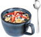 Wisebom 700 ML Tazón de Sopa Grande con Asa, Taza de Café Grande Taza de Cerámica Taza de Café de Porcelana Taza de Desayuno de Cereales con una Cuchara Redonda para Cereales Sopas Ensaladas
