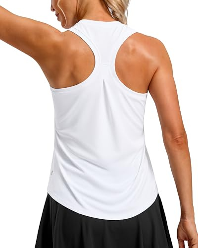 G Gradual Women's Workout Tank Tops Racerback Athletic Yoga Tops Loose Fit Sleeveless Running Gym Sports Shirts for Women(White,S)
