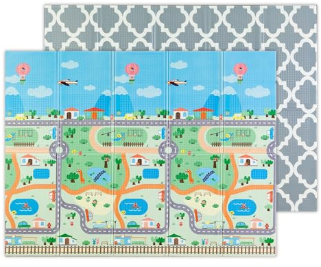 MOLTO | Alfombra de Juego Reversible XXL 150x200 cm – Diseño Gusy Luz y Estampado Infantil – Alfombra Bebé Antideslizante, Plegable y Acolchada – Desde 0 Meses