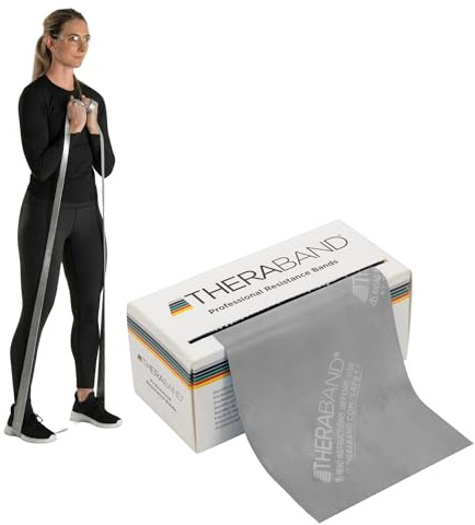 THERABAND Original Fitnessband Latex Resistance Bands - Aufbewahrungsrolle 5,5 Meter, 100% Naturlatex, ideal für Rehabilitation, Muskelkonditionierung, Ganzkörpertraining, 8 Widerstandsstärken