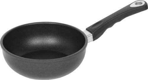 AMT Gastroguss Sauteuse/kleiner Wok, 20 cm Ø, 6 cm hoch, fester Stiel, nicht induktionsgeeignet, Lotan® Antihaft-Veredelung, Gusspfanne (Aluguss), AMZN-620