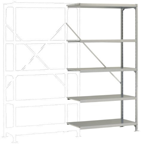 Manuflex Lagerregal Budget, Anbauregal mit 5 Stahlböden, HxBxT = 2000x1000x500 mm
