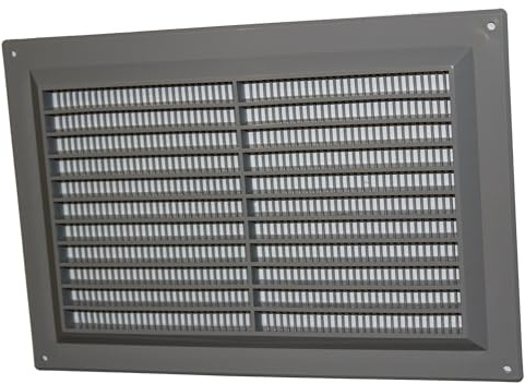 Lüftungsgitter - Abluftgitter aus Kunststoff mit Insektenschutz: 250 x 170 mm - grau , vr2417p