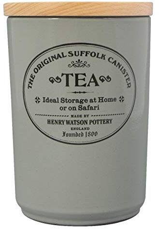 Henry Watson - Airtight Tea Canister - Dove Grey, Made in England - 11cm x 16cm The Original Suffolk Collection.