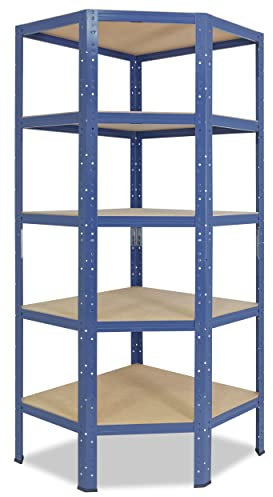 shelfplaza Home 200x70x45 cm Eckregal in blau mit 5 Böden und 175 kg Traglast pro Boden