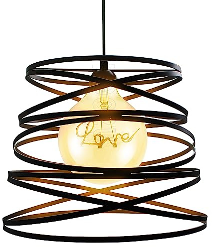 PETITES ECREVISSES Lámparas de Techo Colgante Industrial Vintage Lámpara Colgante Interior Ø30cm Diseño de Jaula de Metal Iluminación de Techo Retro Ajustable para Cocina Dormitorio Pasillo