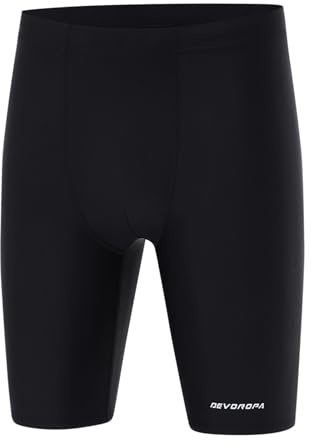 DEVOROPA Boys' Swim Jammers Youth Competitive Swim Team Suit Quick Dry Athletic Swimming Shorts UPF 50+ Black XL