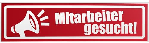 Kiwistar Magnetschild Mitarbeiter gesucht Megaphone inv. - 30cm Rot - reflektierend - magnetisch für Auto PKW Kfz - wiederverwendbares Hinweisschild aus Magnetfolie - für Fahrzeug, Truck