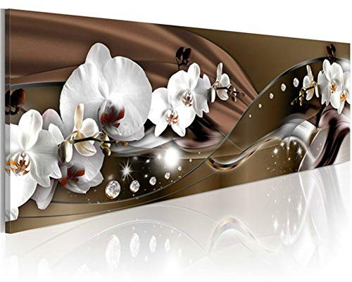 5D Diamant Malerei Kits Große Full Bohrer DIY Diamond Painting Braune Weiße Orchidee Strass Kristall Handwerk Kunst Stickerei Kreuzstich Bilder Leinwand für Home Wand Decor Platz Bohrer 50x100cm H3522
