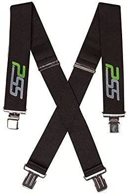 PSS Hosenträger mit Clips für Schnittschutzhose - Jagdhosenträger mit Längenverstellung Schwarz - Breite Hosenträger für Jäger und Arbeitshosen