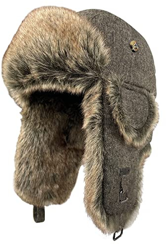 Alkaidstar Unisex Fliegermütze Rib Wolle Bomber Aviator Pilot Hat Faux Fellmütze Winter Russische Mütze Herren Bomber Hut