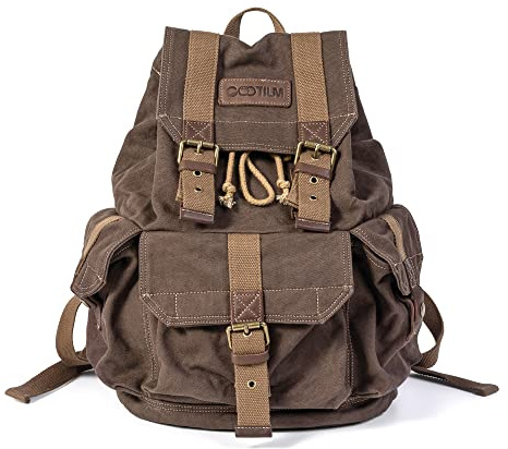 Gootium Rucksack aus Segeltuch – Vintage-Outdoor-Rucksack, Reise-Tagesrucksack