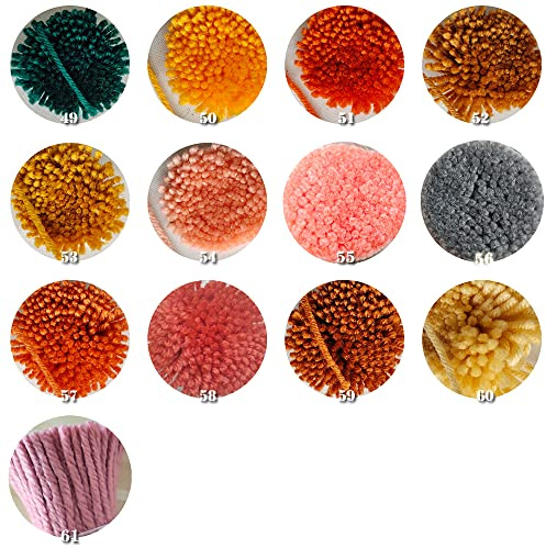 49-61 Colors Latch Hook Kit Colorful Yarn Bundles Cut Rug Yarn DIY Latch Hook for Handmake Craft Sewing Knitting for Adults (13pcs)