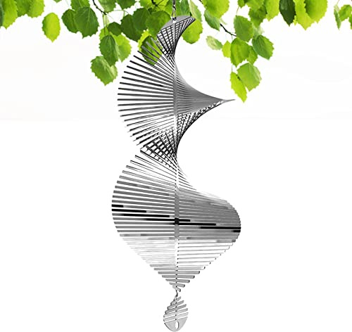 Fushen Windspiel - Edelstahl Wind Spinner, Windspiel Reflektierende Windspirale Vogelschreck Metall 3D Windspirale Vogelabwehr, Kinetische 3D-Windskulptur Für Heimdekoration