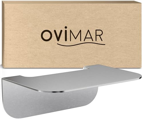 ovimar Badablage Halsbarre | Edelstahl | Silber | ohne Bohren | hängend im Bad oder in der Küche | zur Ablage oder als kleines Regal von von diversen Bad Utensilien oder Bad Deko