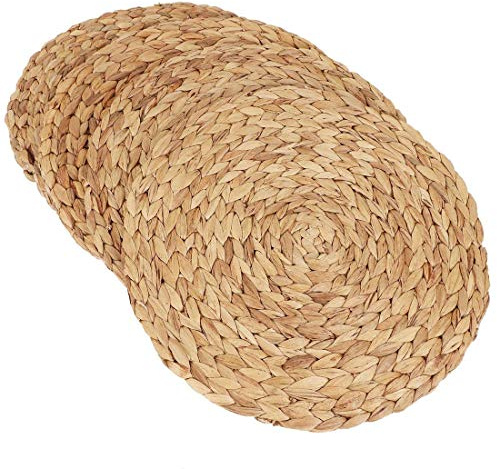 Tovaglietta Intrecciata in giacinto d'Acqua Naturale Intrecciato a Mano Tovaglietta Rotonda in Rattan Intrecciato 4 Pezzi
