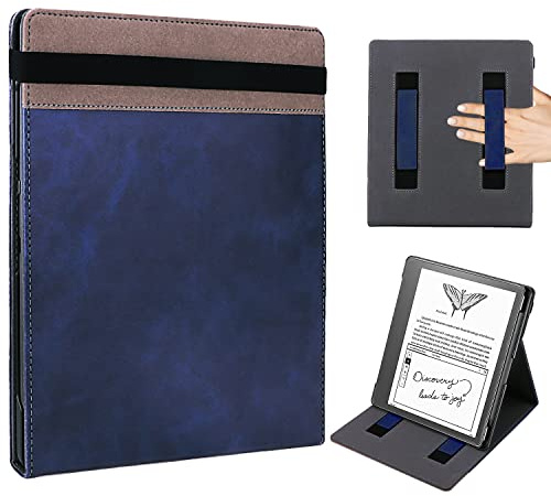 WALNEW Hülle für Kindle Scribe(10,2-Zoll, 2024/2022), Ständer Multi-Blickwinkel Schutzhülle Cover mit Zwei Handriemen, Stifthalter und Magnetische Auto Sleep/Wake Funktion, für Amazon Kindle Scribe