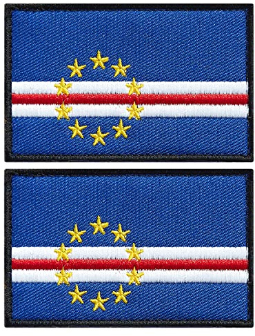 stidsds 2 Pack Cape Verde Flag Patch Cape Verde Flags Embroidered Patches Cape Verde Flags Military Tactical Patch for Clothes Hat Backpacks Pride Decorations