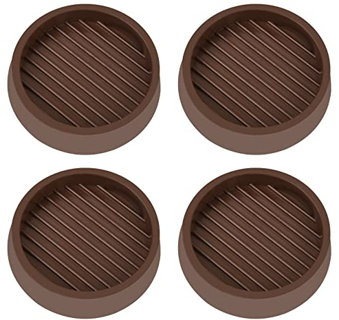 VOCOMO 2X2 Round Rubber Caster Cups, Non Slip Furniture Pads, Anti-Slip Gripper, Anti Skid Furniture Feet, Anti Slide Floor Protector for Bed Couch Table Chair Stoppers (Brown, 4 Pack)