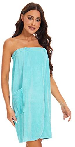 Ymmchy Women Wrap Towel Robe Wrap Spa Bathrobe Adjustable Buttons