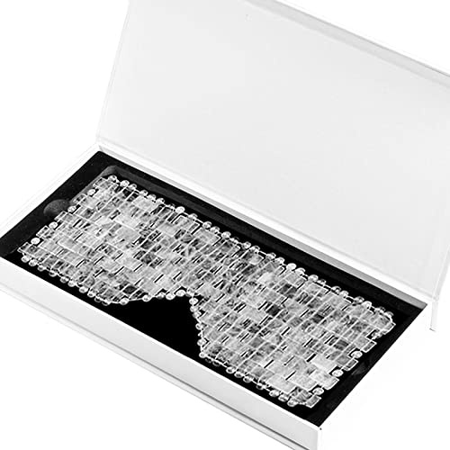 Rosenquarz-Jade-Augenmaske Mit Box Naturstein-Massagegerät Augen-Entspannungsmassage Entspannende Augenmaske Gesichtsmassage,Steinquarz