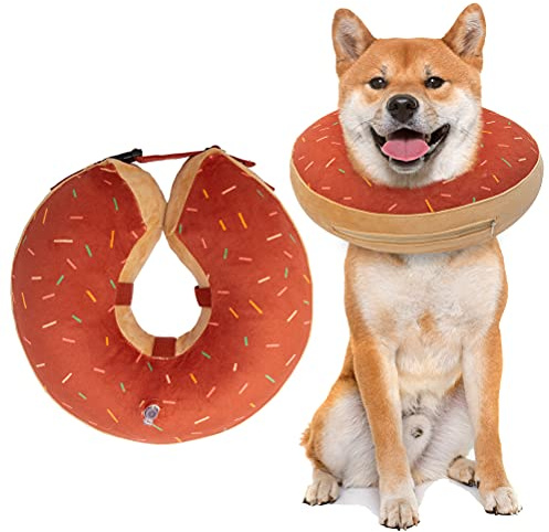 BINGPET Hundekegelhalsband für kleine, mittelgroße und große Hunde nach Operationen, verstellbarer Hundekegel, aufblasbares Kegelhalsband, E-Halsband, Hundehals, Donut-Hundekegel-Alternative nach
