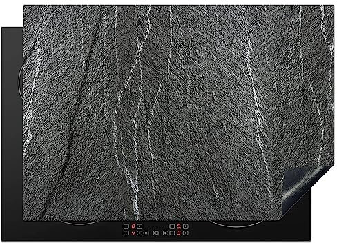 KitchenYeah© Herdabdeckplatte Einteilig Herdabdeckung Abdeckplatte für Ceranfeld Abdeckung Induktionskochfeld Aufrollbare Matte Stein - Anthrazit - Grau - 75x52 cm