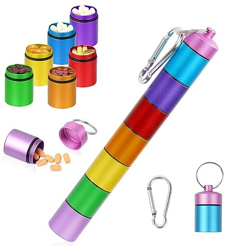 Hossom Portapillole nel Metallo Settimanale, 7 Scomparti, Impermeabile Impilabile Portapillole, Medicine da Viaggio Portatile per Salute e Cura Della Persona per Viaggi All'aperto