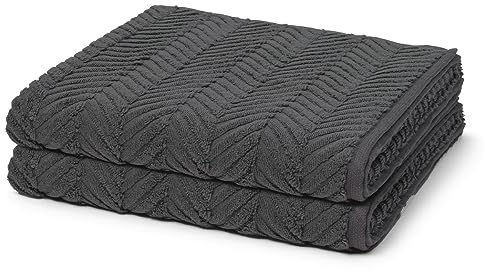 Ross - 2 teiliges Frottier-Set - Sensual Skin - Zopf-Muster (2 X Duschtuch im Set) - 500 g/m2 - Baumwolle - Walkfrottee - saugstark - weich und flauschig - Anthrazit
