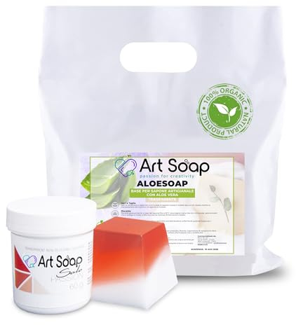 Resin Pro ArtSoap AloeSoap - Base per Saponi Artigianali con Aloe 1 kg con Colorante in Regalo Passion, Basi per la creazione di saponi Facile, Sicura e Versatile, Base per Sapone