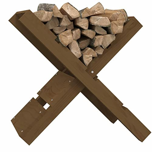 Homgoday Portalegna da Ardere, Portalegna da Interno Marrone 47x39,5x48cm in Legno Massello di Pino, Porta Legna per Camino, Legnaia da Interno, Camino da Esterno Impilabile Stufa Ripiano Legno