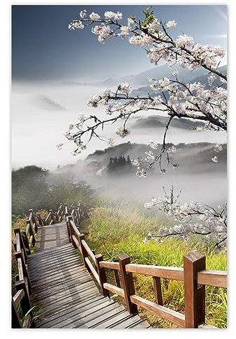 H839Z_NS1C Stickers muraux Motif fleurs de cerisier du Japon 80 x 120 cm