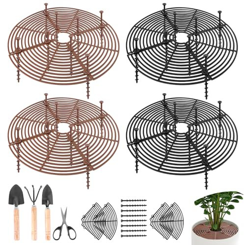 Blumentopfgitter Blumentopf Abdeckung 30cm 4stk Pflanzenschutz Katze Umweltfreundlichem Pflanzenschutzgitter Ungiftigem für Kinder und Haustiere Schutz von Pflanzen zu Hause vor dem Umkippen