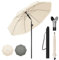 WOLTU Sombrilla de Jardin Ø 175 cm, Parasol Grande Ajustable de Altura y Angulo, Parasol para Playa, Terraza, Piscina, Mercado y Patio, Proteccion Contra UV, Beige