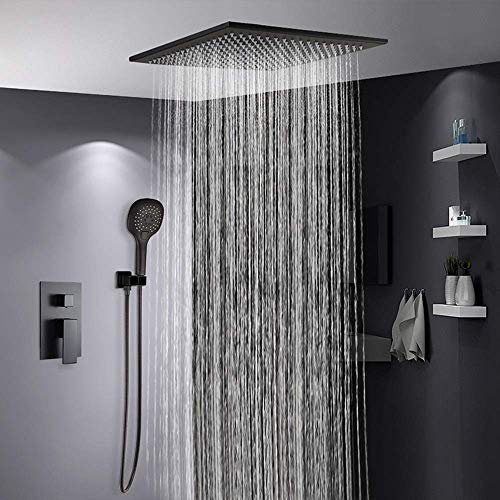 Copper ceiling spray bathroom concealed shower hotel black wall type hot and cold integrated box faucet system beautiful and practical
