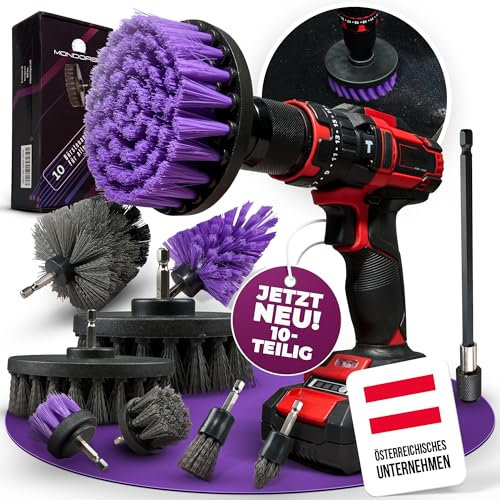 Spazzola per avvitatore a batteria, 10 pezzi, spazzola per la pulizia, bagno, cucina, auto, piastrelle e molto altro ancora. Spazzola per la pulizia, avvitatore a batteria, punta per spazzola per