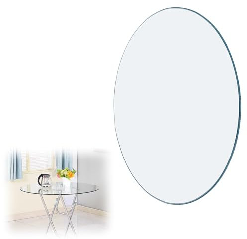 Glasplatte Rund Transparent, Glasscheibe Aus Gehärtetem Glas 8mm Dick, Tischplatte Aus Sicherheitsglas Glas, Ideal Als DIY Glastisch Tisch Glas Platte, für Esstische, Schreibtische(Size:60CM(24INCH))