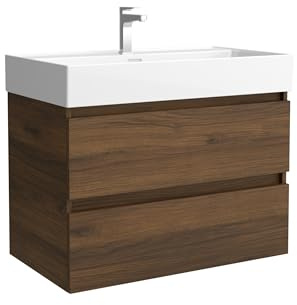 Salgar Mueble de baño Bequia 100cm + Lavabo cerámica | Nogal|100x45x66