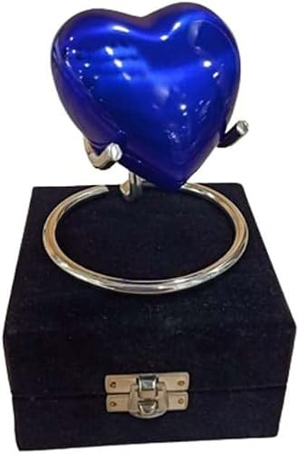 Hermosa urna de cremación de corazón azul con forma de corazón para cenizas/urna de recuerdo de corazón con soporte y caja/urna pequeña para cenizas humanas/honra a tu ser querido, mini urna perfecta