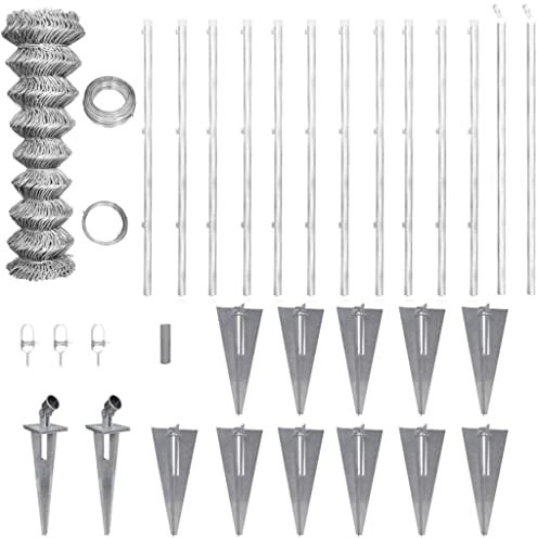 AUUIJKJF Home Items,Chain Link Fence with Posts Spike Galvanised Steel 25x0.8 m,suit furniture