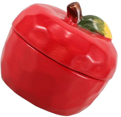 Alipis Contenitore Ceramico Rosso Forma Di Mela Con Coperchio Barattolo Decorativo Multifunzionale Per Candele Biscotti e Spezie Accessorio Natalizio Per La Casa e Regali Festivi
