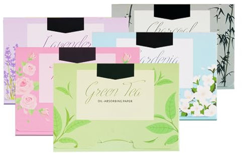 JEXOWIQ Papel Secante de Aceite - 5 Paquetes 500 hojas Hojas Absorbentes de Aceite Papel secante de aceite facial natural 5 Colors Papel De Control De Aceite Para Pieles Grasas Para Mujer y Hombre