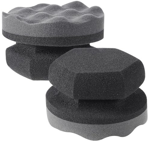 Hshenjhu 2 Pièces Tampon Éponge de Cire de Voiture, Éponge de Brillance pour pneus, Éponges pour Le Nettoyage de Voiture, Hexagonal Grip Tire Gloss Applicateur Pad, pour Nettoyer la Voiture