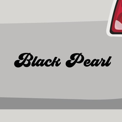Aufkleber - Black Pearl Retro Schrift 80er - Sticker, Folienaukleber für Auto, Motorrad, Fahrrad, Laptop, LKW (10x1,5cm | Weiß)