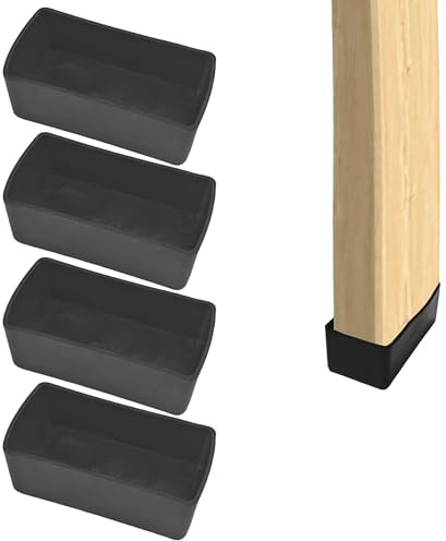 Tapones de extremo de poste de madera de 2 x 4, 4 tapas de poste de 1.5 x 3.5 pulgadas (1-1/2 x 3-1/2 pulgadas), protector de suelo de goma, impermeable y antifricción, adecuado para patas de mesa,