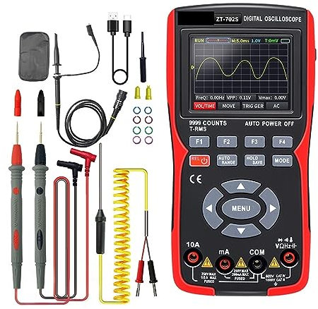 ERSINIAN Oscilloscope numérique 48 MSa/s 10 MHz Forme d'onde Stockage numérique Oscilloscpe Multimètre Auto True RMS Transistor Sonde Multimetro, Analyse Professionnelle